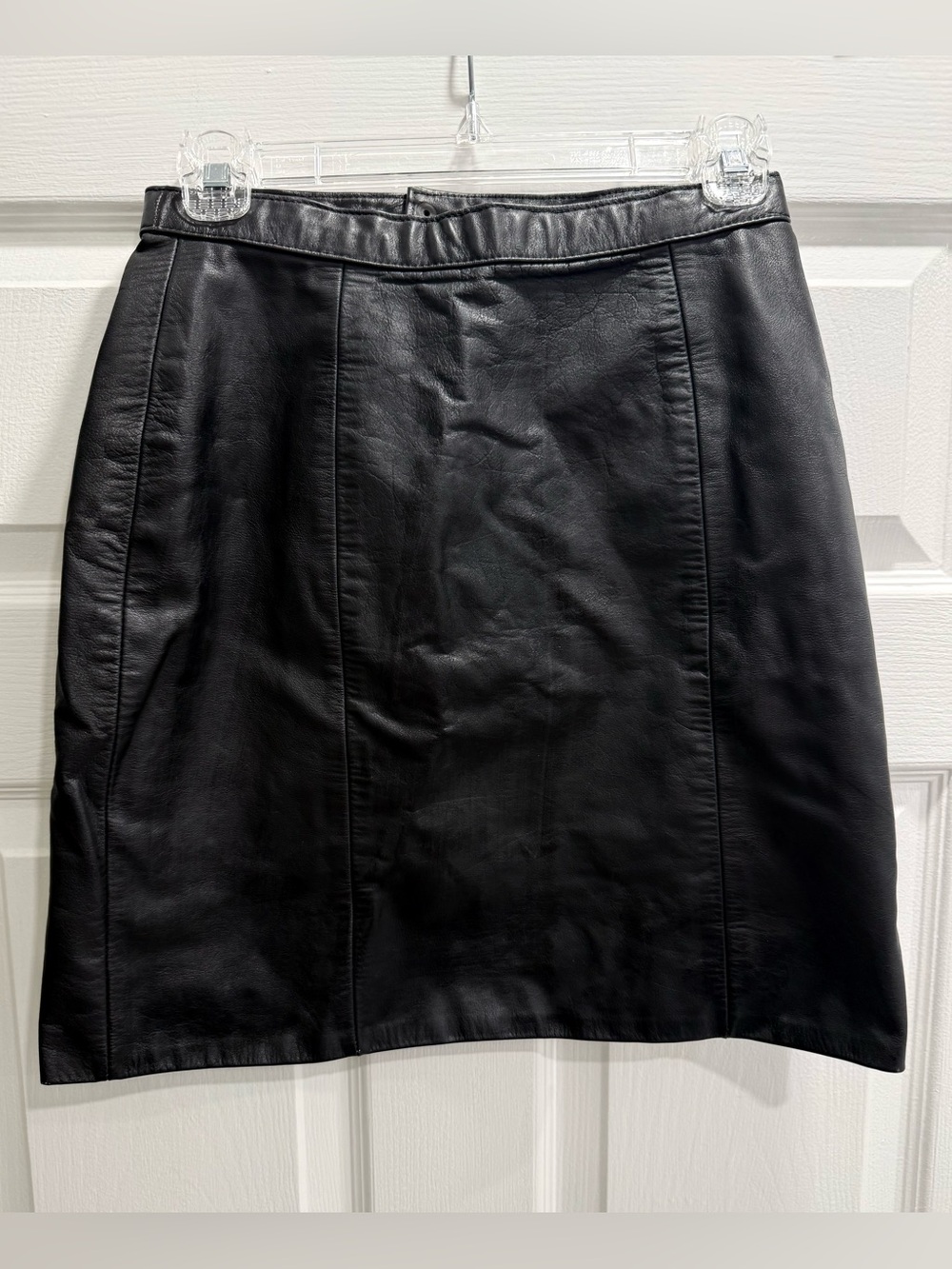 OPUS Black Leather Straight Pencil Mini Skirt Size 9-10